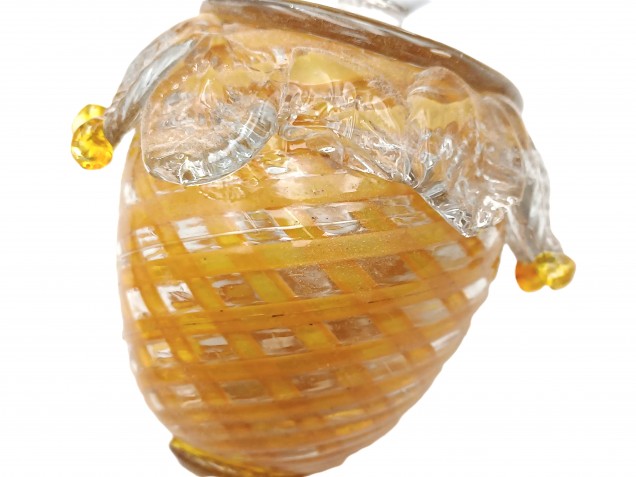 Antique Murano glass chandelier finial ball twisted amber