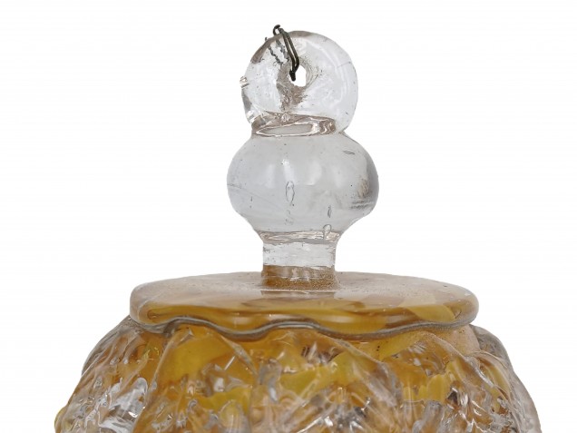 Antique Murano glass chandelier finial ball twisted amber