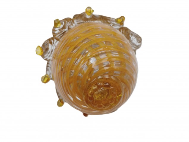 Antique Murano glass chandelier finial ball twisted amber
