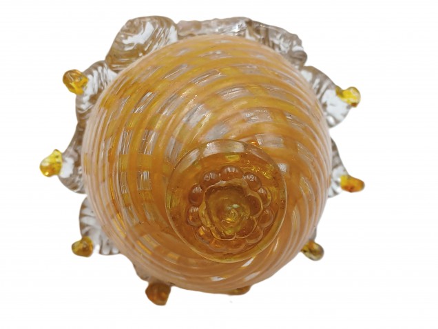 Antique Murano glass chandelier finial ball twisted amber