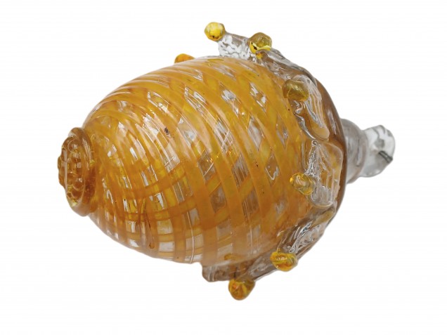 Antique Murano glass chandelier finial ball twisted amber