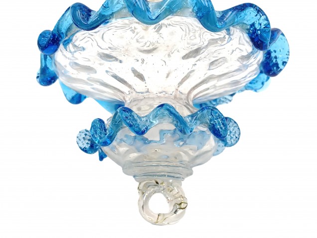 Antique Venetian chandelier finial blue and clear glass  
