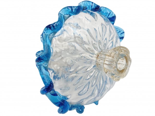 Antique Venetian chandelier finial blue and clear glass  