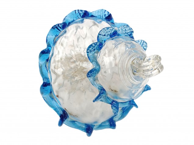 Antique Venetian chandelier finial blue and clear glass  