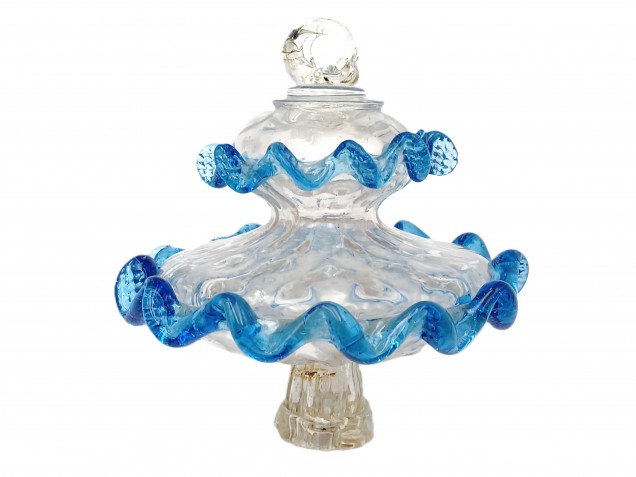 Antique Venetian chandelier finial blue and clear glass  