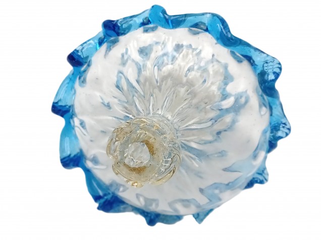 Antique Venetian chandelier finial blue and clear glass  