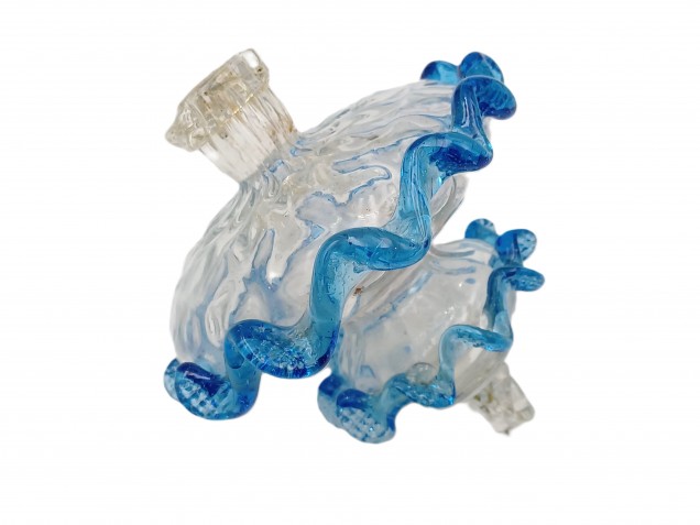 Antique Venetian chandelier finial blue and clear glass  