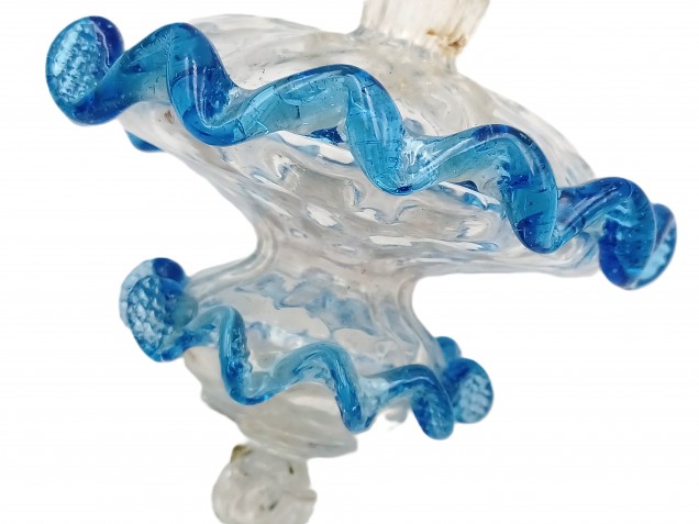 Antique Venetian chandelier finial blue and clear glass  