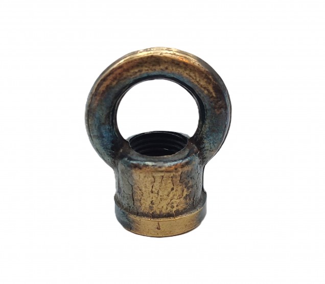 CHANDELIER HOOK CLOSED HOOP -10MM THREAD - IN BRUSHED ANTIQUE - 22MM DIAMETER