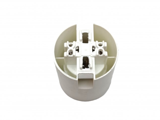 E27 2 PART WHITE PLASTIC LAMP HOLDER PLAIN SKIRT