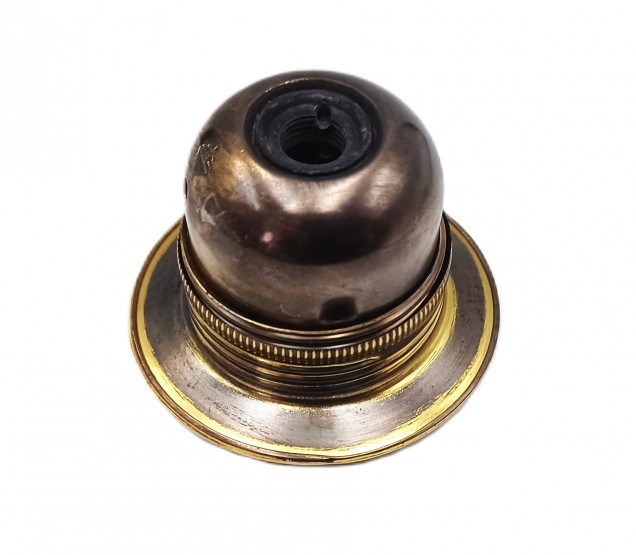 ES E27 Bulb lamp Holder Antique Plated 3 Part Plus Shade Rings In Antique Plated