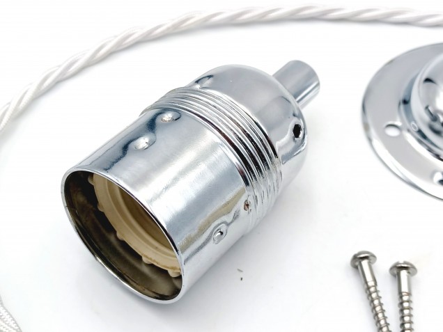 Light pendant set in Chrome with E27 Lamp Holder plain skirt