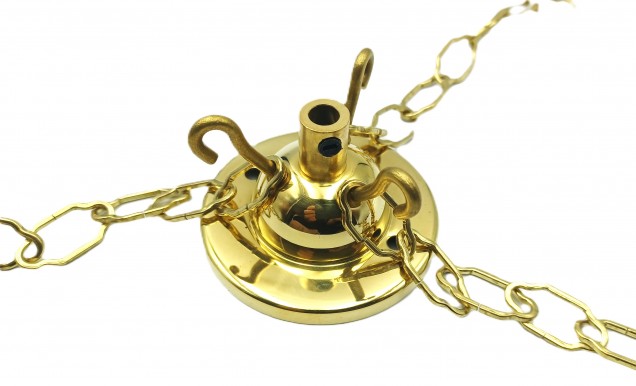 Triple Hook Ceiling Pendant Set Brass