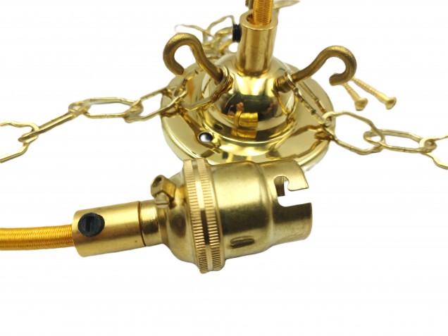 Triple Hook Ceiling Pendant Set Brass