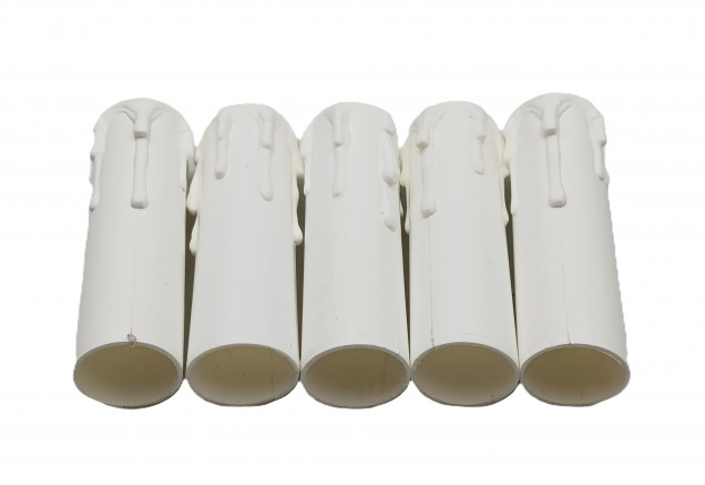white plastic wax drip effect candle tubes 85mm height x 23mm