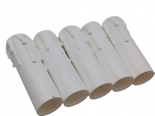 white plastic wax drip effect candle tubes 85mm height x 23mm