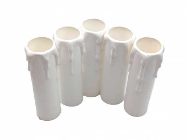 white plastic wax drip effect candle tubes 85mm height x 23mm
