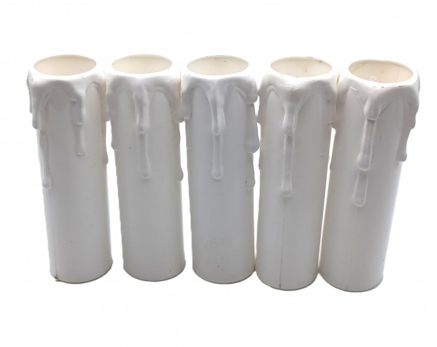 white plastic wax drip effect candle tubes 85mm height x 23mm