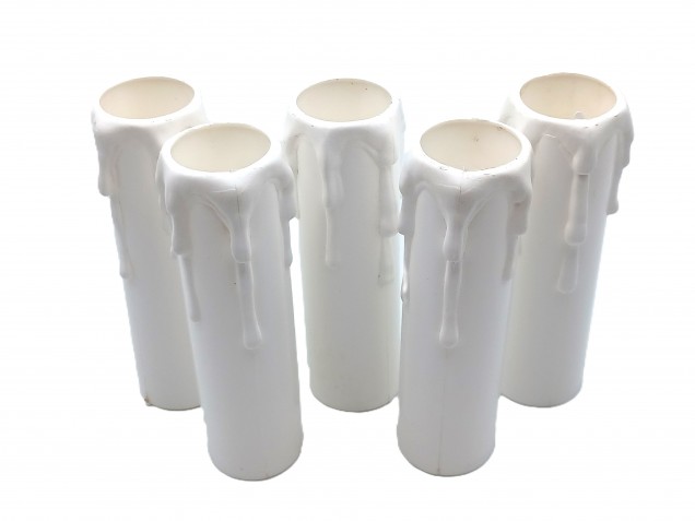 white plastic wax drip effect candle tubes 85mm height x 23mm