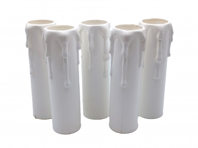 white plastic wax drip effect candle tubes 85mm height x 23mm