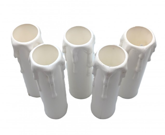 white plastic wax drip effect candle tubes 85mm height x 23mm