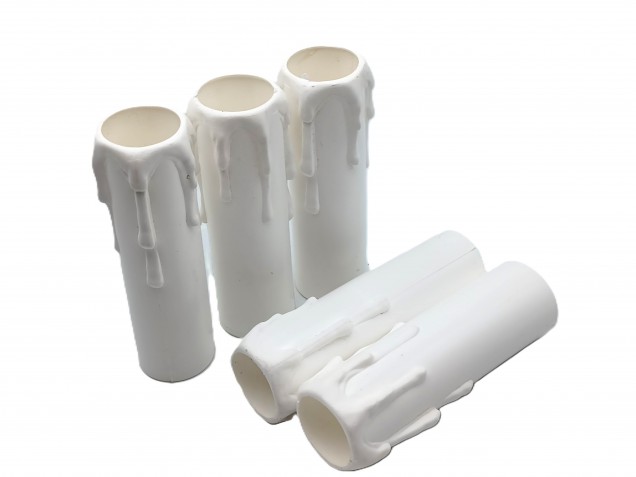 white plastic wax drip effect candle tubes 85mm height x 23mm