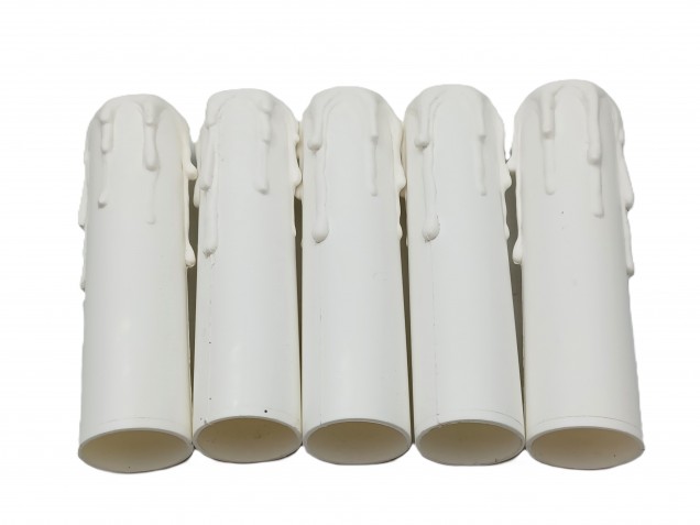 white plastic wax drip effect candle tubes 100mm height x 23mm 