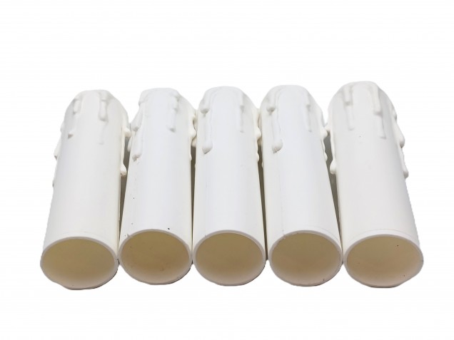 white plastic wax drip effect candle tubes 100mm height x 23mm 