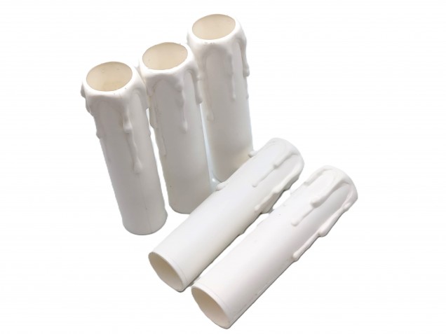 white plastic wax drip effect candle tubes 100mm height x 23mm 