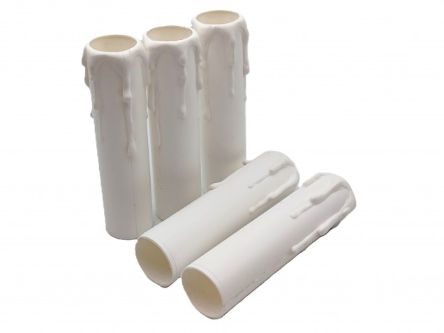 white plastic wax drip effect candle tubes 100mm height x 23mm 