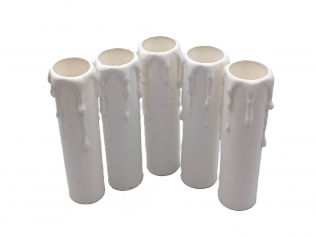 white plastic wax drip effect candle tubes 100mm height x 23mm 