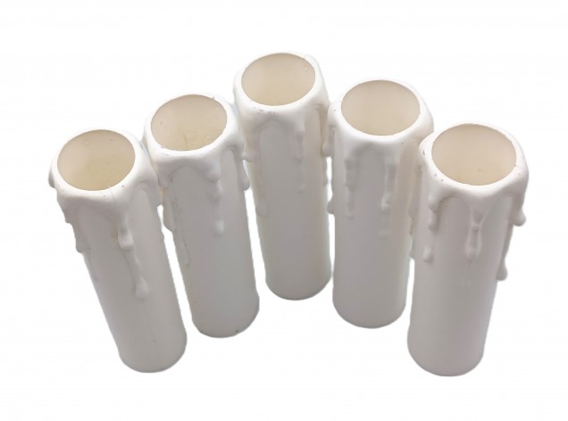 white plastic wax drip effect candle tubes 100mm height x 23mm 
