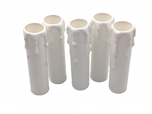 white plastic wax drip effect candle tubes 100mm height x 23mm 