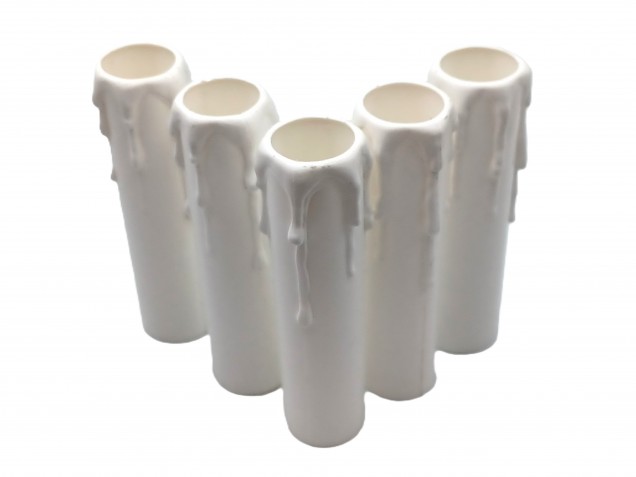 white plastic wax drip effect candle tubes 100mm height x 23mm 
