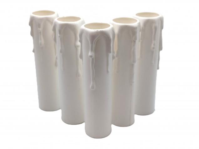 white plastic wax drip effect candle tubes 100mm height x 23mm 