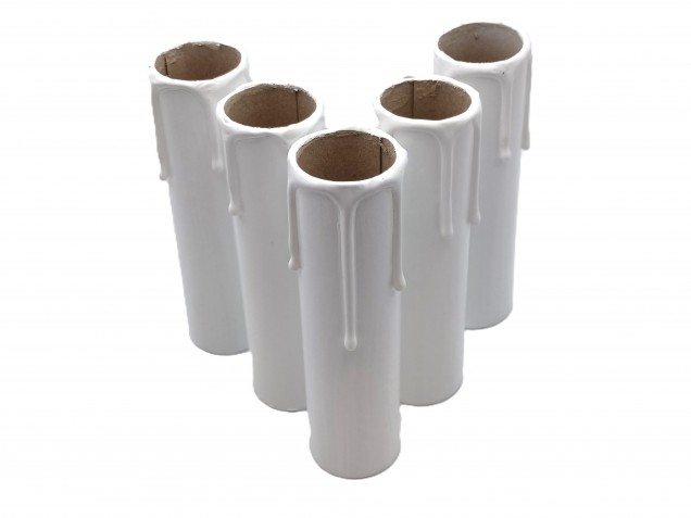 Chandelier Candle covers White Drip Card 100mm x 24mm 
