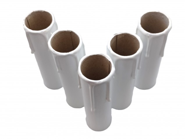 Chandelier Candle covers White Drip Card 100mm x 24mm 