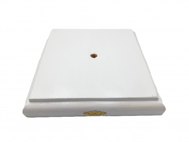 White wooden ceiling rose square in pine 