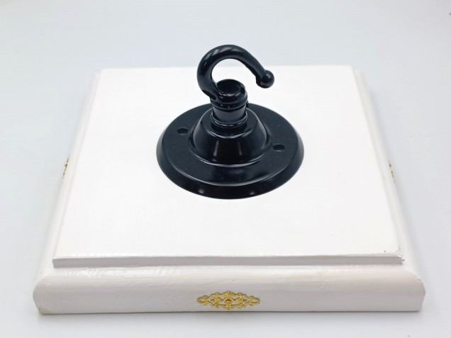 White wooden ceiling rose square in pine 