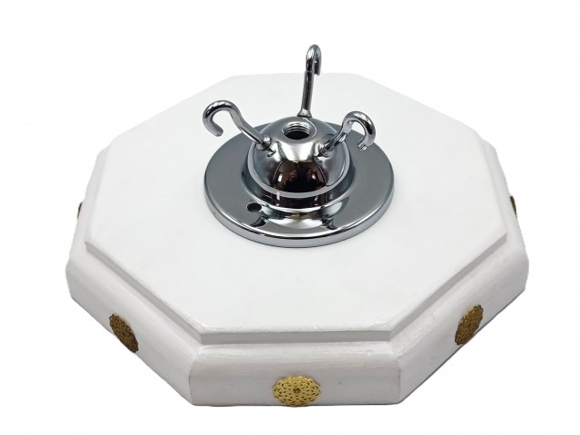 White wooden ceiling pattress octagon in pine