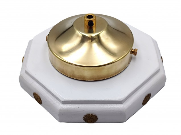 White wooden ceiling pattress octagon in pine