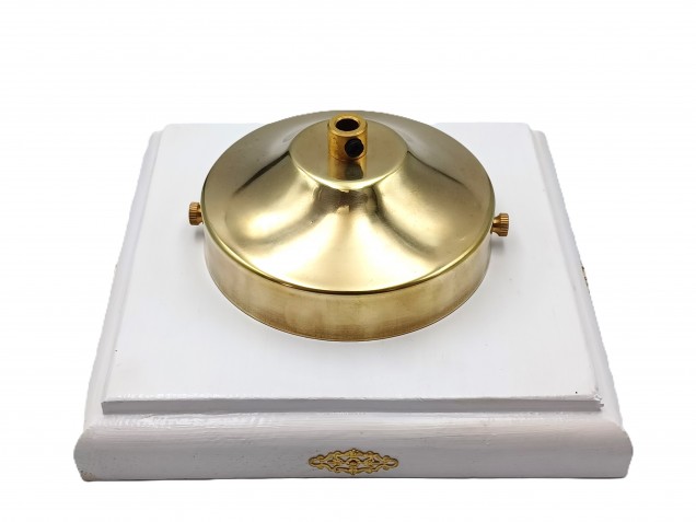 White wooden ceiling rose square in pine 