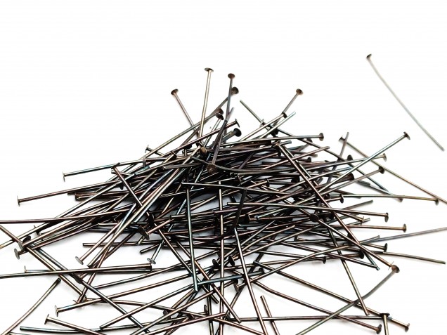 Chandelier Connecting Pins Antique dark bronze 40mm X 0.8mm 2mm Head Pack 100