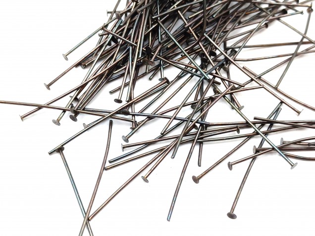 Chandelier Connecting Pins Antique dark bronze 40mm X 0.8mm 2mm Head Pack 100