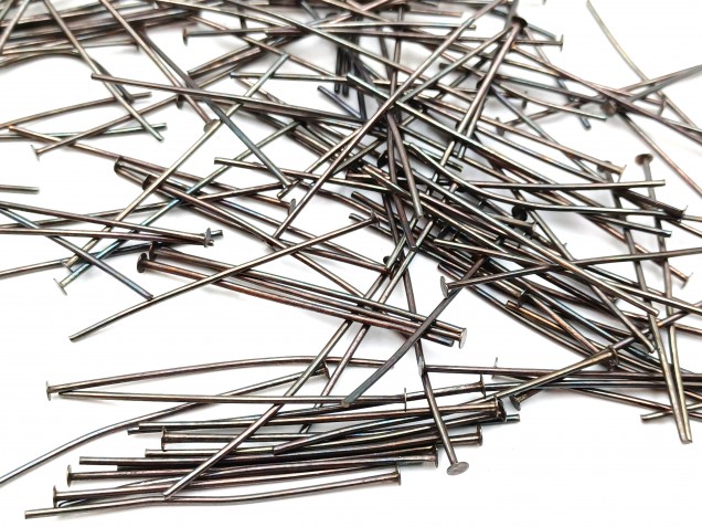 Chandelier Connecting Pins Antique dark bronze 40mm X 0.8mm 2mm Head Pack 100