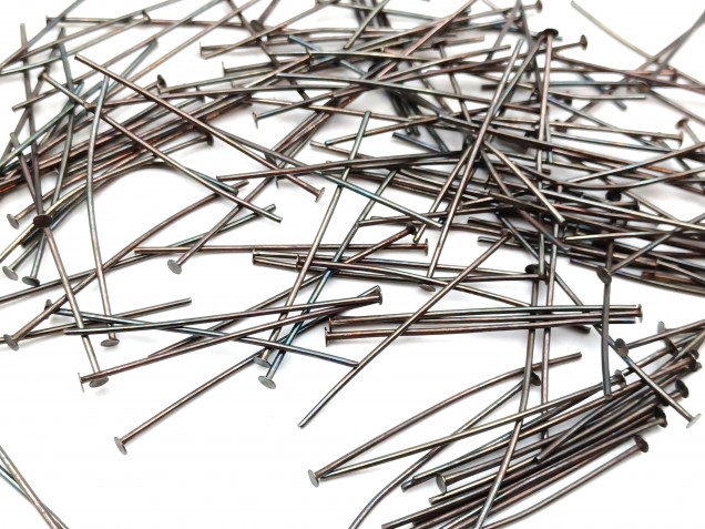 Chandelier Connecting Pins Antique dark bronze 40mm X 0.8mm 2mm Head Pack 100