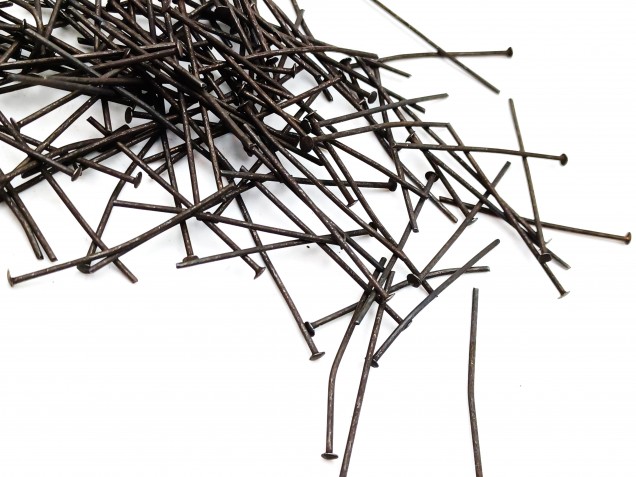 Chandelier Connecting Pins Antique dark bronze 40mm X 0.8mm 2mm Head Pack 100