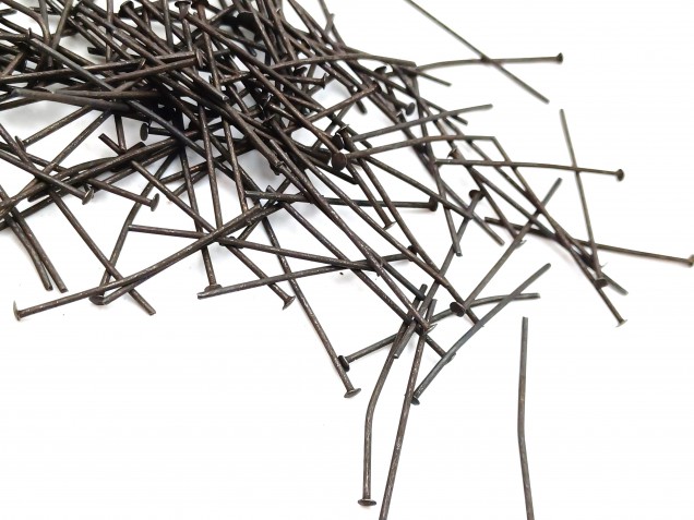 Chandelier Connecting Pins Antique dark bronze 30mm X 0.8mm 2mm Head Pack 100