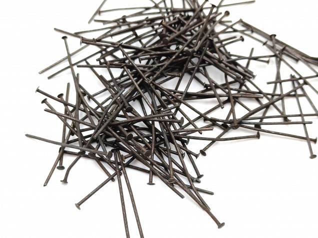 Chandelier Connecting Pins Antique dark bronze 30mm X 0.8mm 2mm Head Pack 100