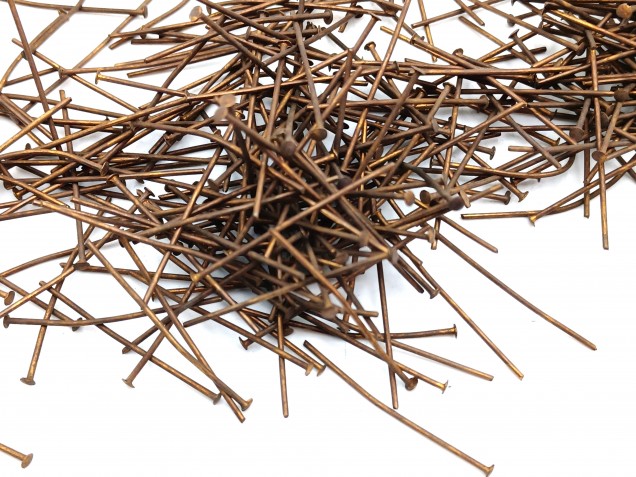 Chandelier Connecting Pins Aged Antique Brass 35mm X 0.8mm 2mm Head